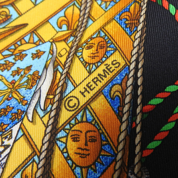 HERMES Authentic Black Silk Scarf
